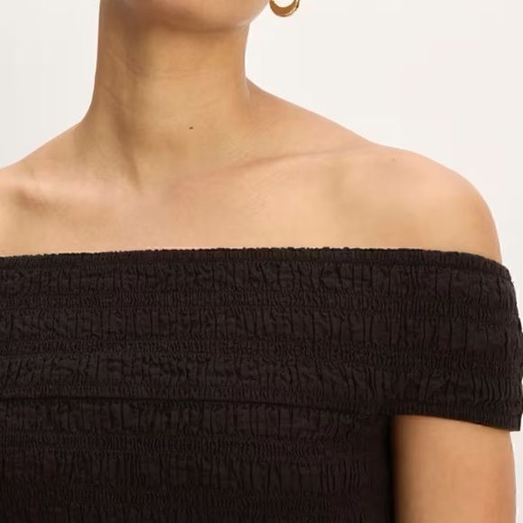 NEW The Gauze Off-the-Shoulder Dress Black Medium - Picture 2 of 5